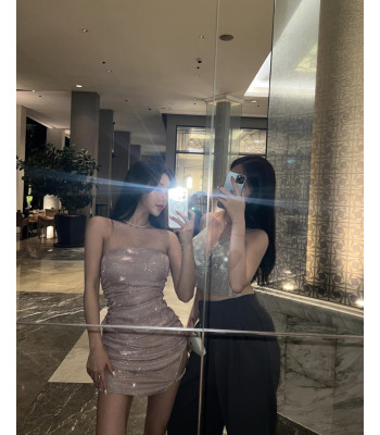 펄 셔링 탑 원피스