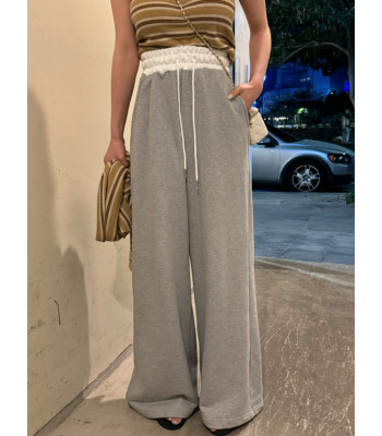 배색 와이드 팬츠